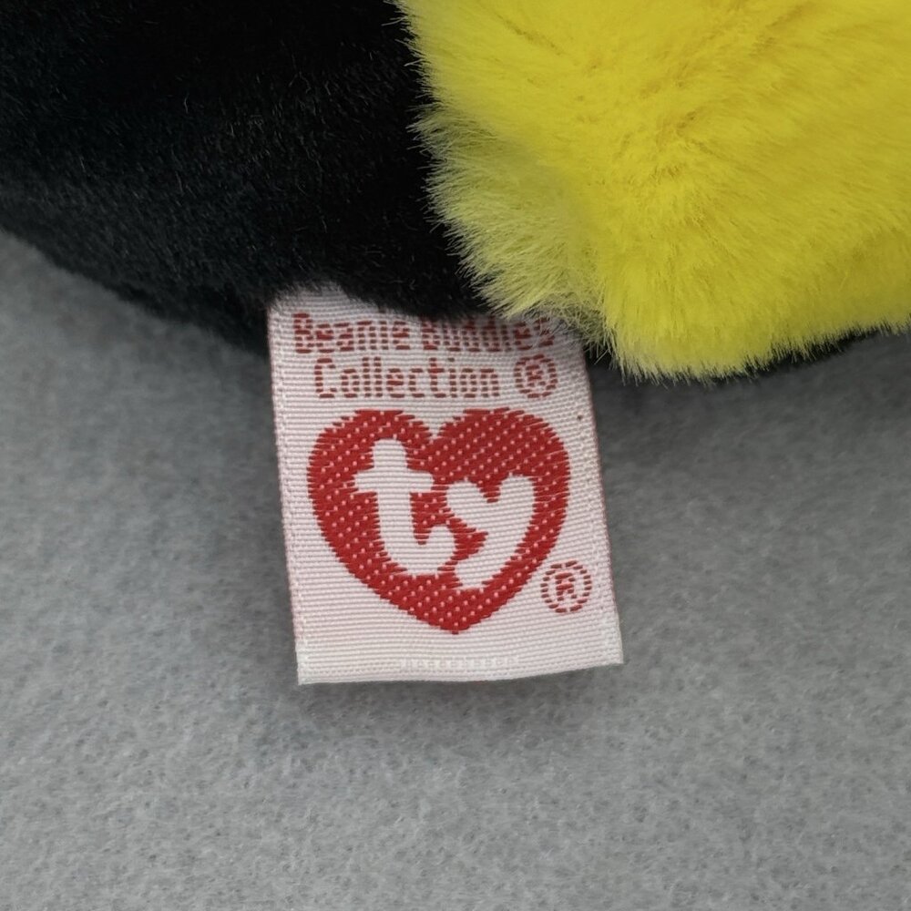 Bubbles Fish Plush Yellow Black Stripe TY Beanie Buddies 1998 Stuffed Toy 10.5" - Picture 9 of 11